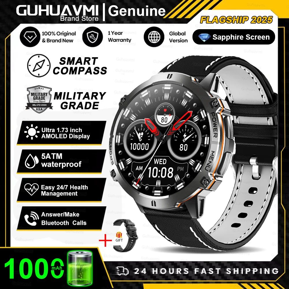 Rugged Military Grade Smartwatch with GPS, AMOLED Display & 10ATM Waterproof Power