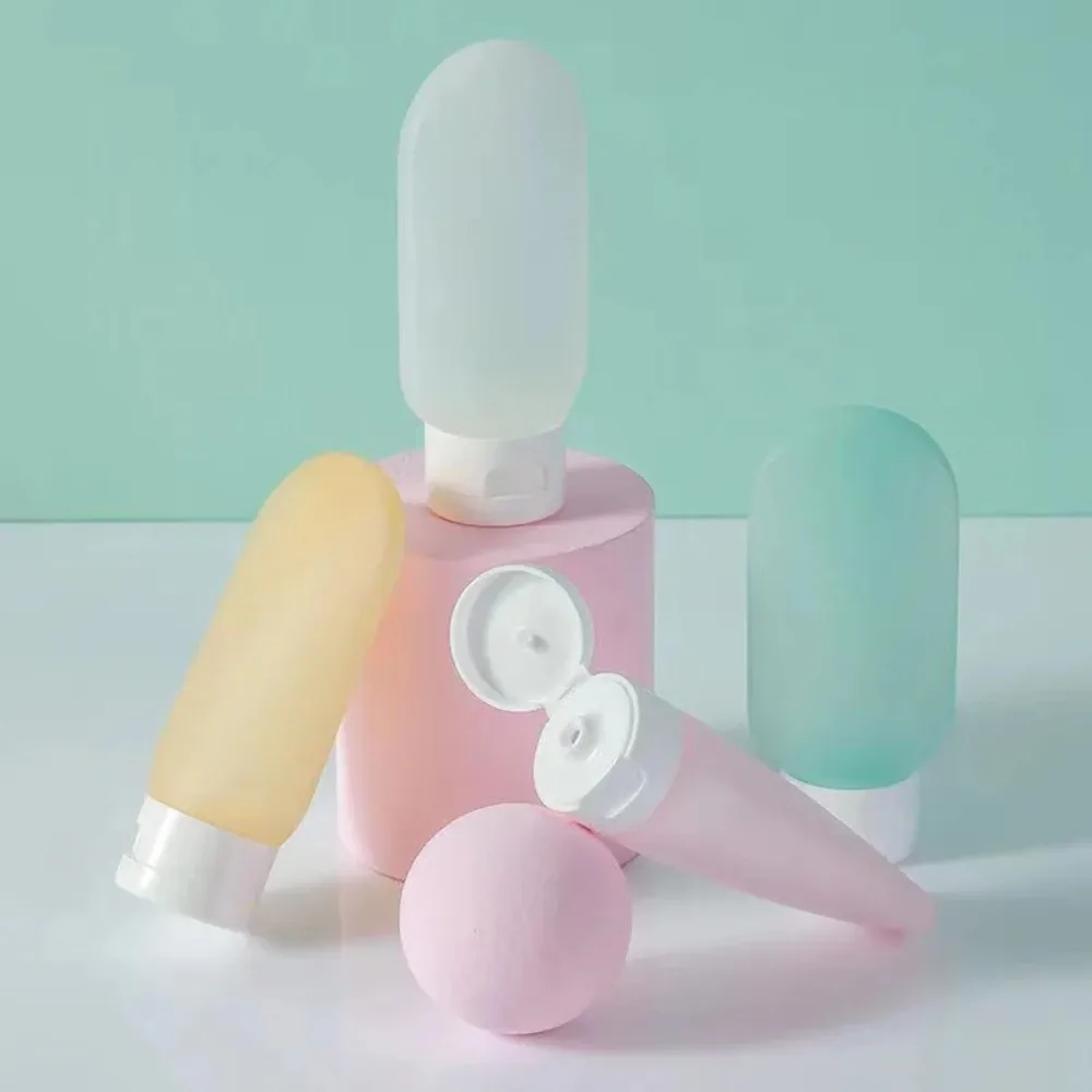 Refillable Bottle, Soft Silicone Lotion Container, Squeeze Tube Empty Bottle for Travel Shampoo & Toiletries