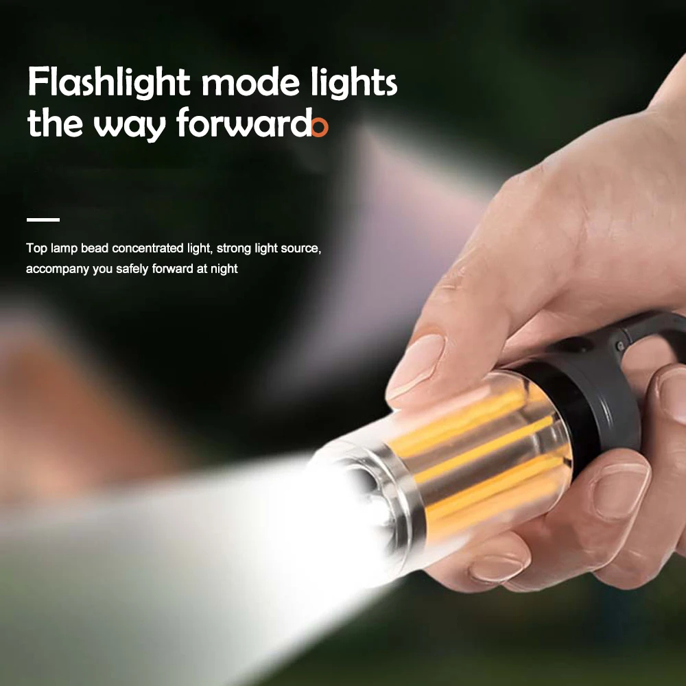 Portable LED Rechargeable Flashlight, Super Bright 5 Modes Camping Lantern Waterproof Tent Lamp for Hiking