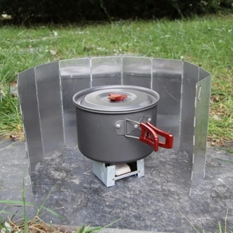 Windproof Folding Camping Stove Windscreen Aluminum Alloy Gas Stove Wind Shield with Multi-Plate Options
