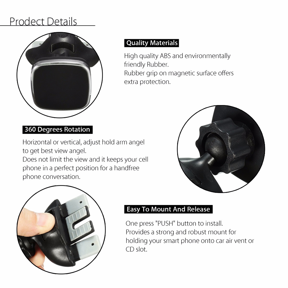 Universal Adjustable Mobile Phone Holder, Magnetic Holder Car CD Slot, Air Vent Mount Stand, Cell Phone Bracket