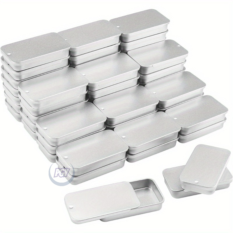 Sliding Lid Metal Storage Tin Set Compact Jewelry Organizer Boxes