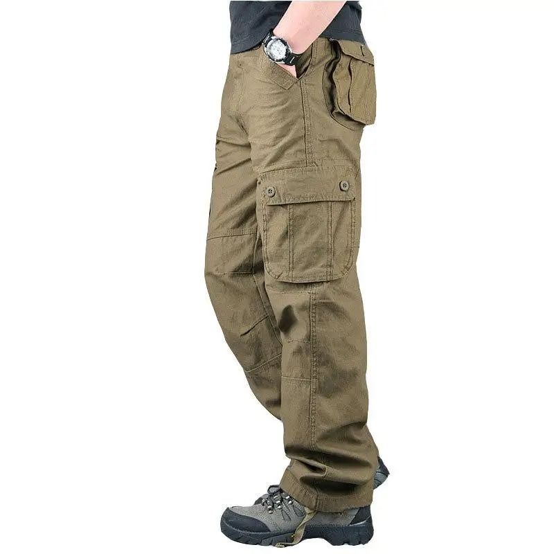 Men Tactical Cargo Pants Cotton Outdoor Work Trousers