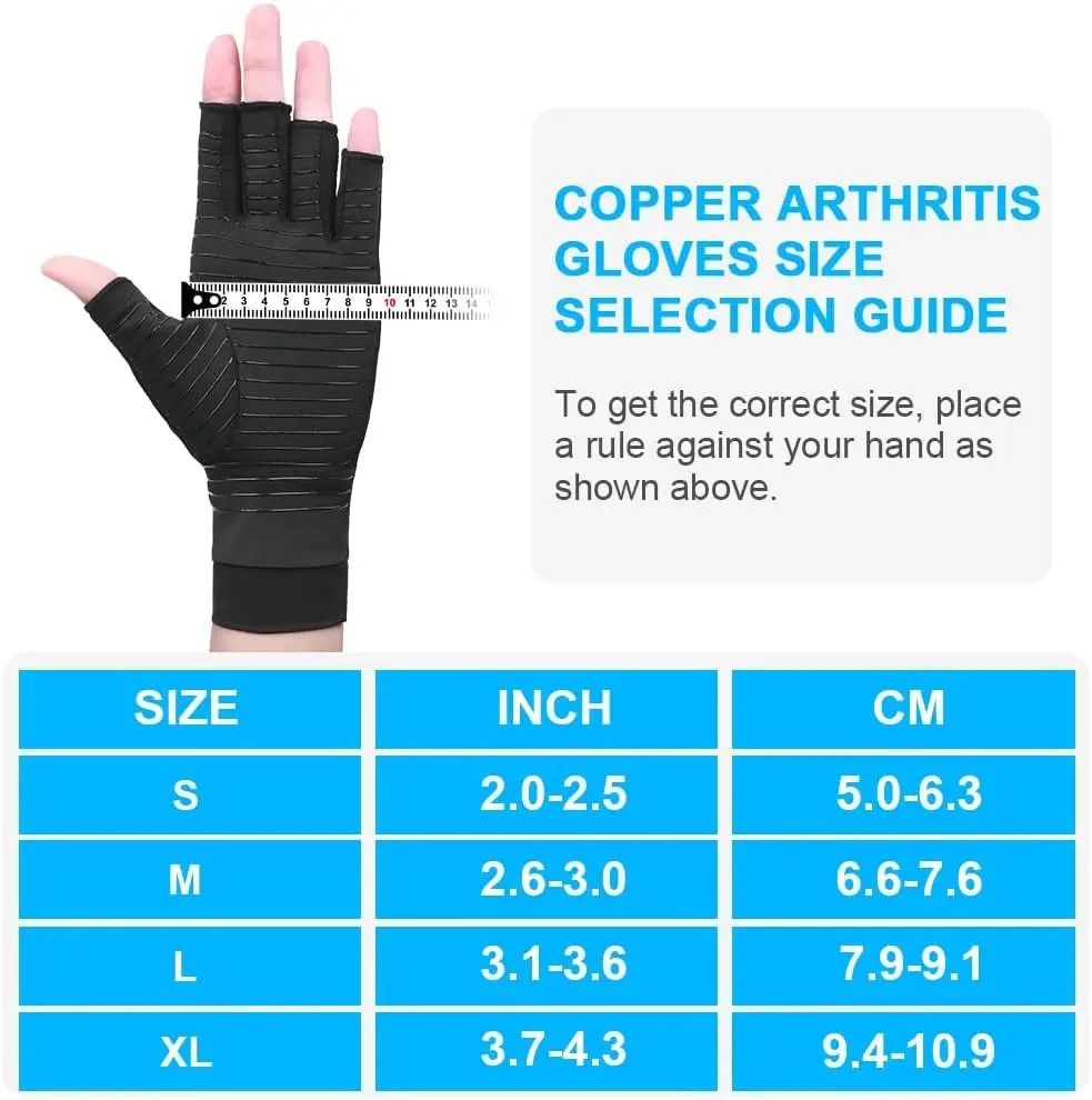 1 Pair Professional Copper-Infused Arthritis Gloves for High-Performance Hand Pain Relief