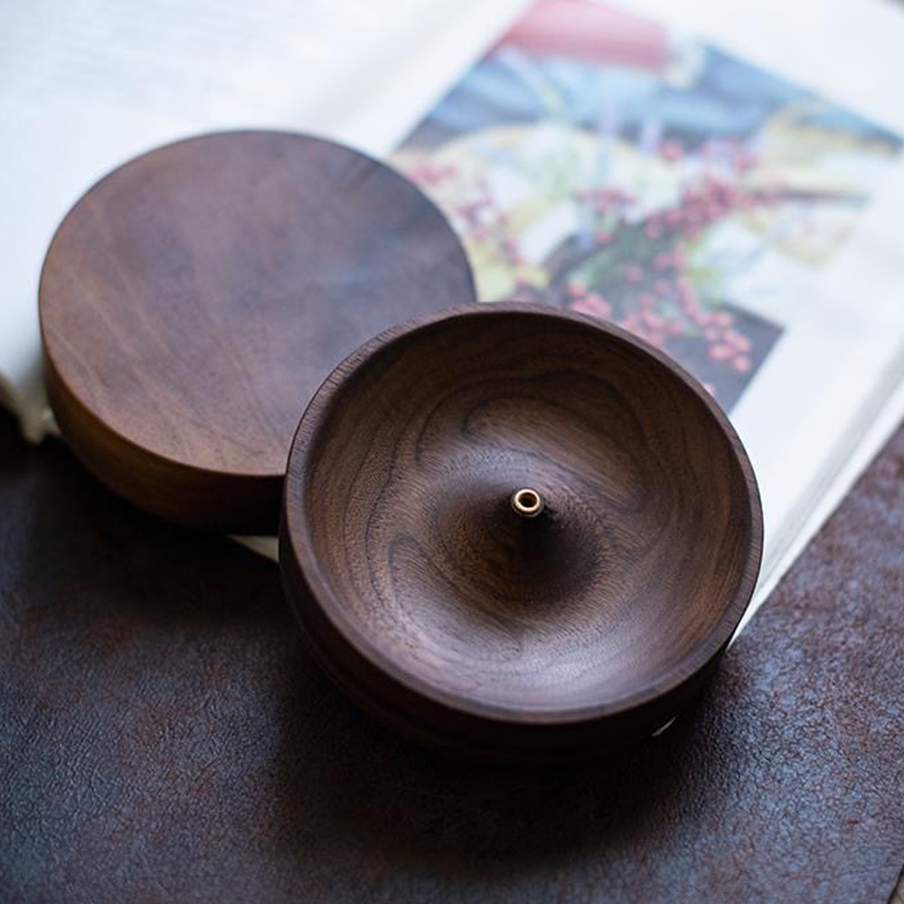 Black Walnut incense burner Handmade Tea Ceremony Tray Holder