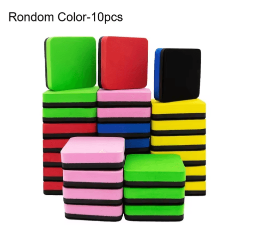Magnetic Whiteboard Erasers (10-Pack) – Dual-Color Marker Cleaner for Office & Classroom Use