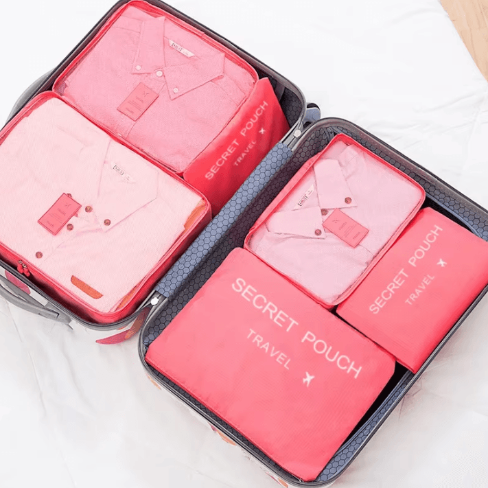 6-Piece Waterproof Packing Cubes Set – Travel Clothes & Underwear Luggage Organizers