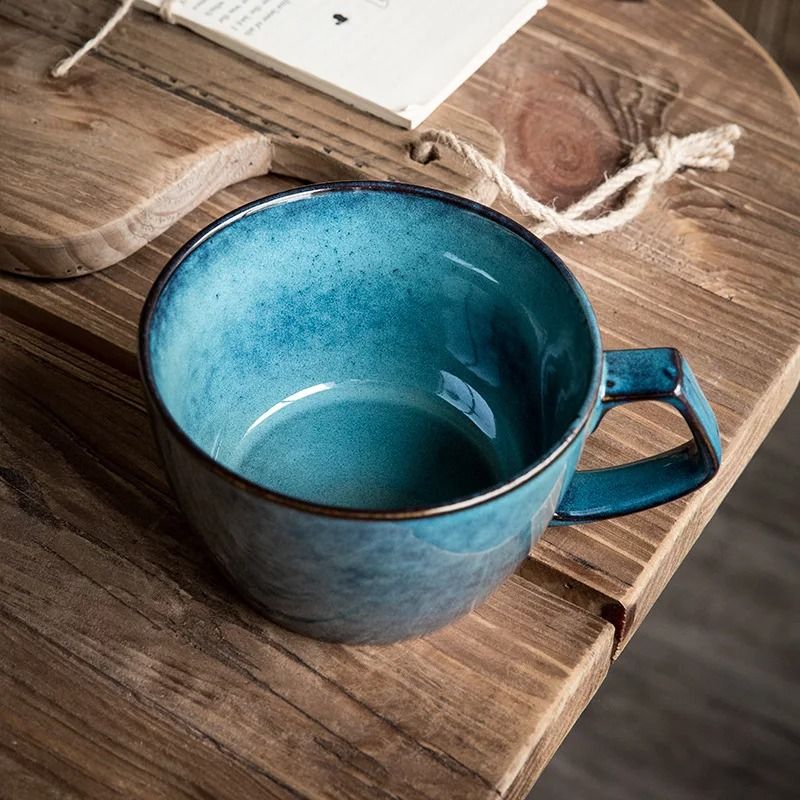 Sydney Blue Large Capacity Ceramic Oat Cup