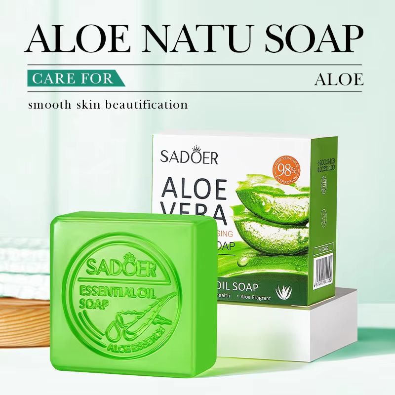 SADOER Aloe Vera Facial Soap Deep Cleansing Face Wash Soap for Hydrating and Oil Control