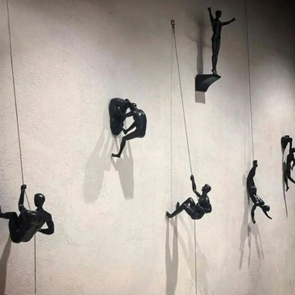 Modern Climbing Man Resin Wall Sculpture Art Decor