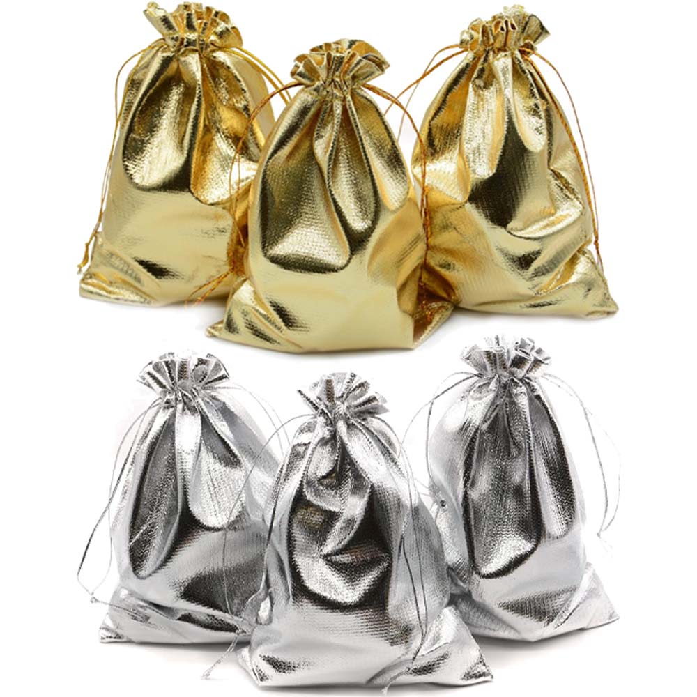 Gold Gift Pouches for Jewelry Organizers Favor Candy Bar Chocolate Package Small