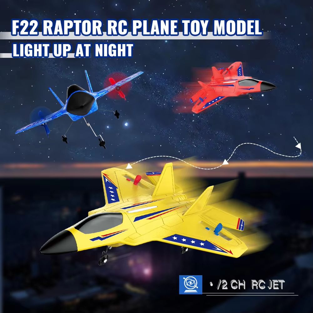 F22 Raptor RC Plane with LED Lights – 2.4G Remote Control Foam Aircraft for Beginners & Kids