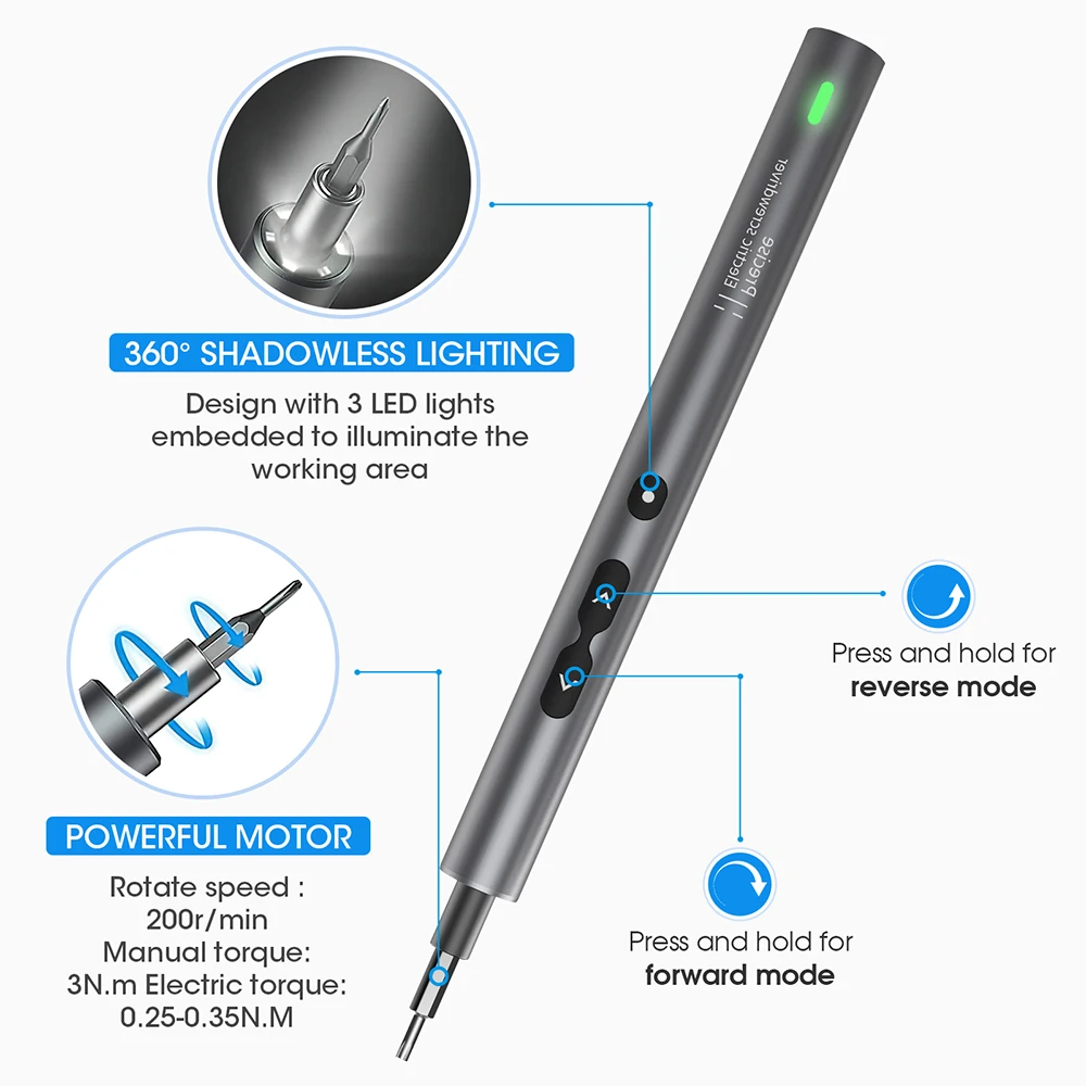 Mini Wireless Screwdriver Set Power Tool Kits, Rechargeable Small Bits for Xiaomi Mobile Repair