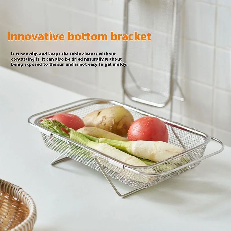 FlexiDrain Stainless Steel Expandable Sink Basket – Retractable Vegetable Washer & Dish Drying Rack