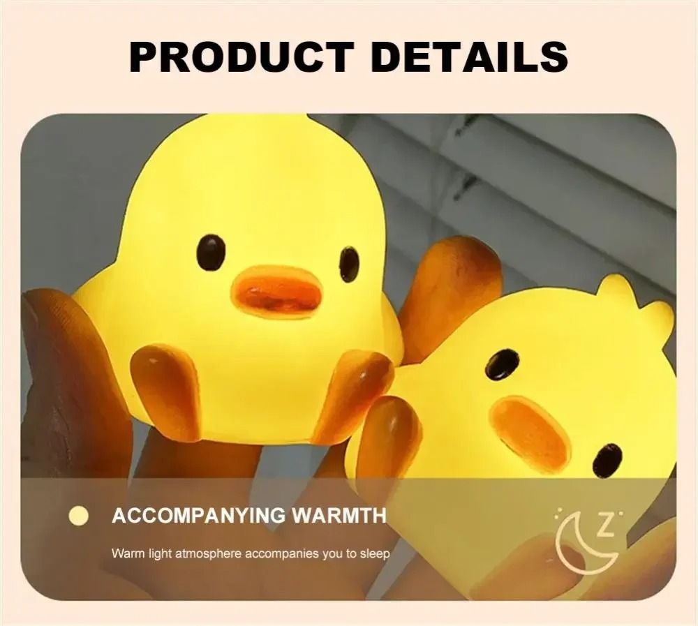 Duck Night Light – Cute Cartoon Animal Bedside Lamp for Kids Room and Bedroom Decoration