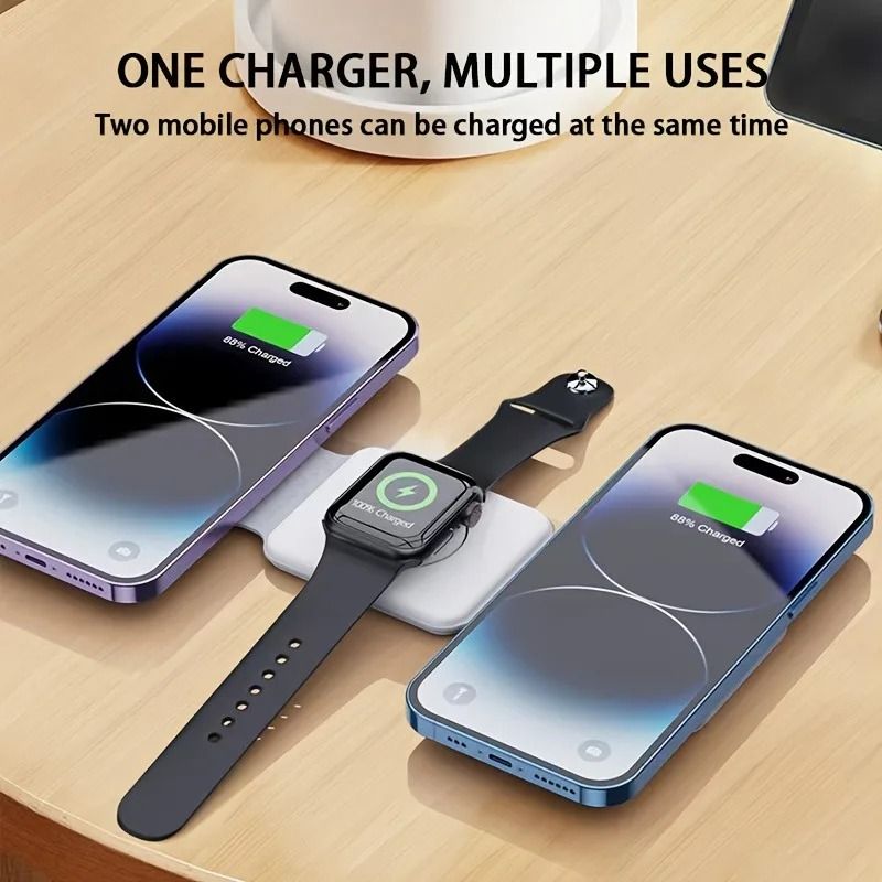 Universal 3-in-1 Magnetic Wireless Charging Pad | Ultra-Portable Fast Charging Dock for iPhone 17 & Apple Watch