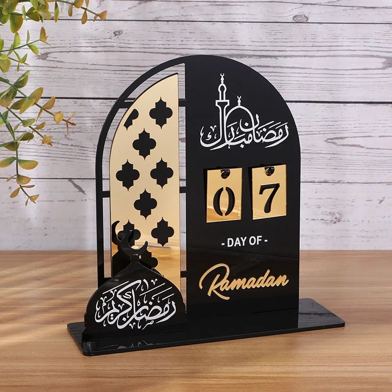 Ramadan Countdown Calendar Acrylic Eid Mubarak Decor Black Gold Islamic Ornament