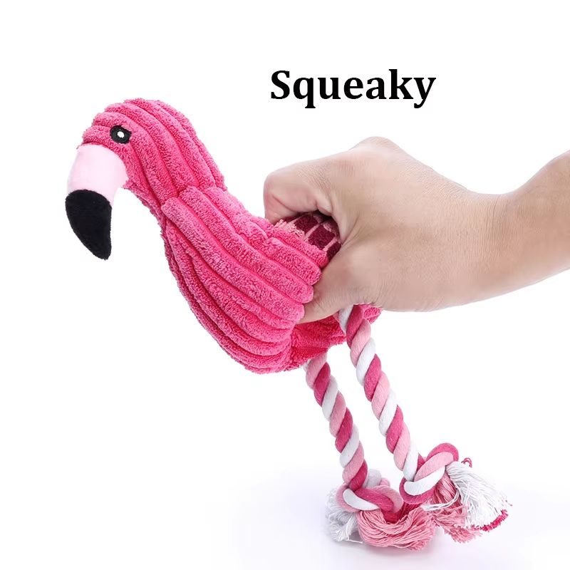Animal Shape Corduroy Plush Dog Toy Squeaky Bite-Resistant Chew Toy for Puppies and Dogs