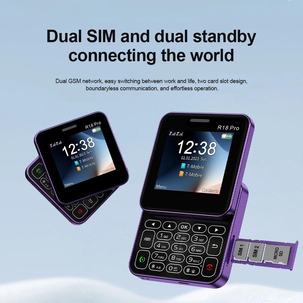 Mini Slider Phone with Rotating Screen Dual SIM Flashlight and Magic Voice Feature