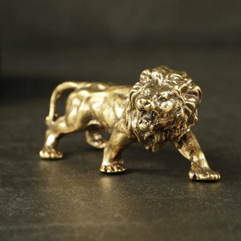 RegalPride Antique Bronze Lion King Statue Mini Brass Sculpture