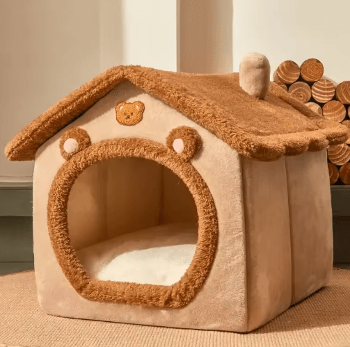 CozyFold Foldable Pet House – Warm Indoor Dog & Cat Winter Bed