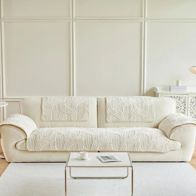 Plush Sofa Cover Non Slip Thick Couch Slipcover Mat