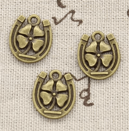 12pcs Vintage Horseshoe & Clover Lucky Charm Pendants for DIY Jewelry