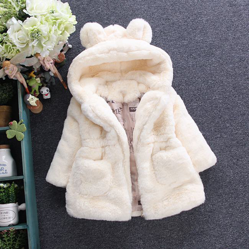 Hooded Parka Winter Baby Girls Clothes, Faux Fur Coat Fleece Jacket, Warm Snowsuit Outerwear Autumn Clothing
