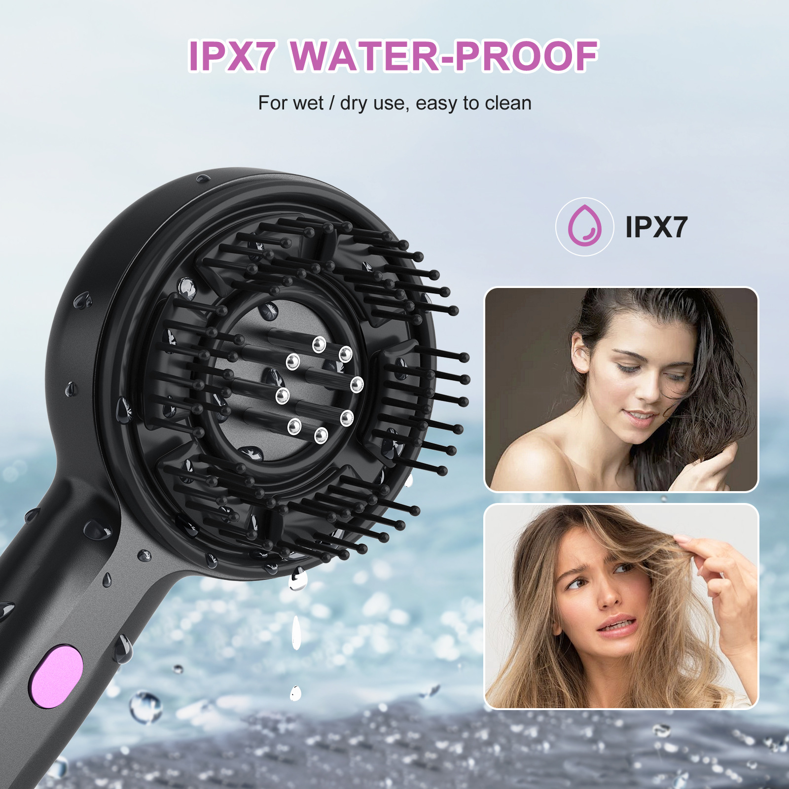 Essential Oil Red Light Scalp Massage Comb, Handheld Electric Head Massager, IPX7 Waterproof Muscle Relaxation Device