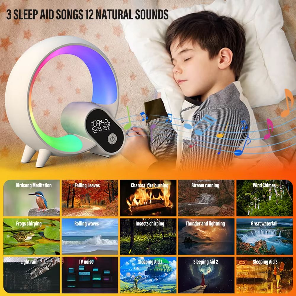 Smart LED Sunrise Alarm Clock with Bluetooth Speaker – Wake-Up Light, White Noise, App & Remote Control