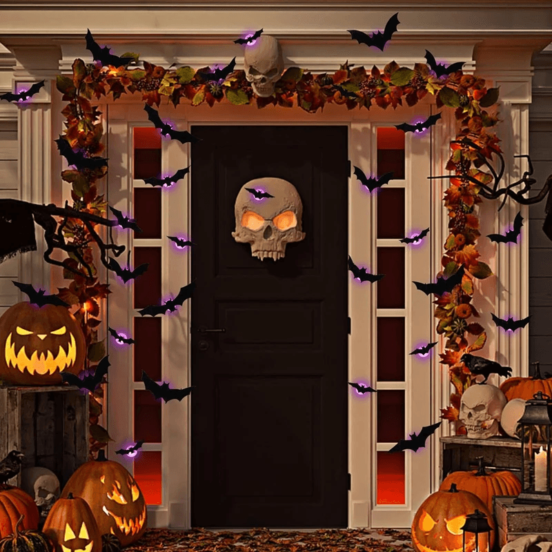 Scary LED Halloween Decorations, Glowing Bats and Spider 3D Wall Stickers for Haunted House Party Indoor & Outdoor Use