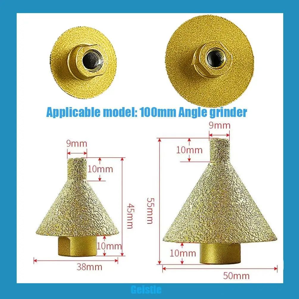 Premium M10 38 mm Diamond Chamfer Bit - Tile, Marble & Concrete Edge Finisher