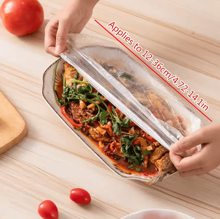 100PCS Disposable Elastic Food Covers – Stretchable Cling Film Bowl Covers for Fresh Food Storage