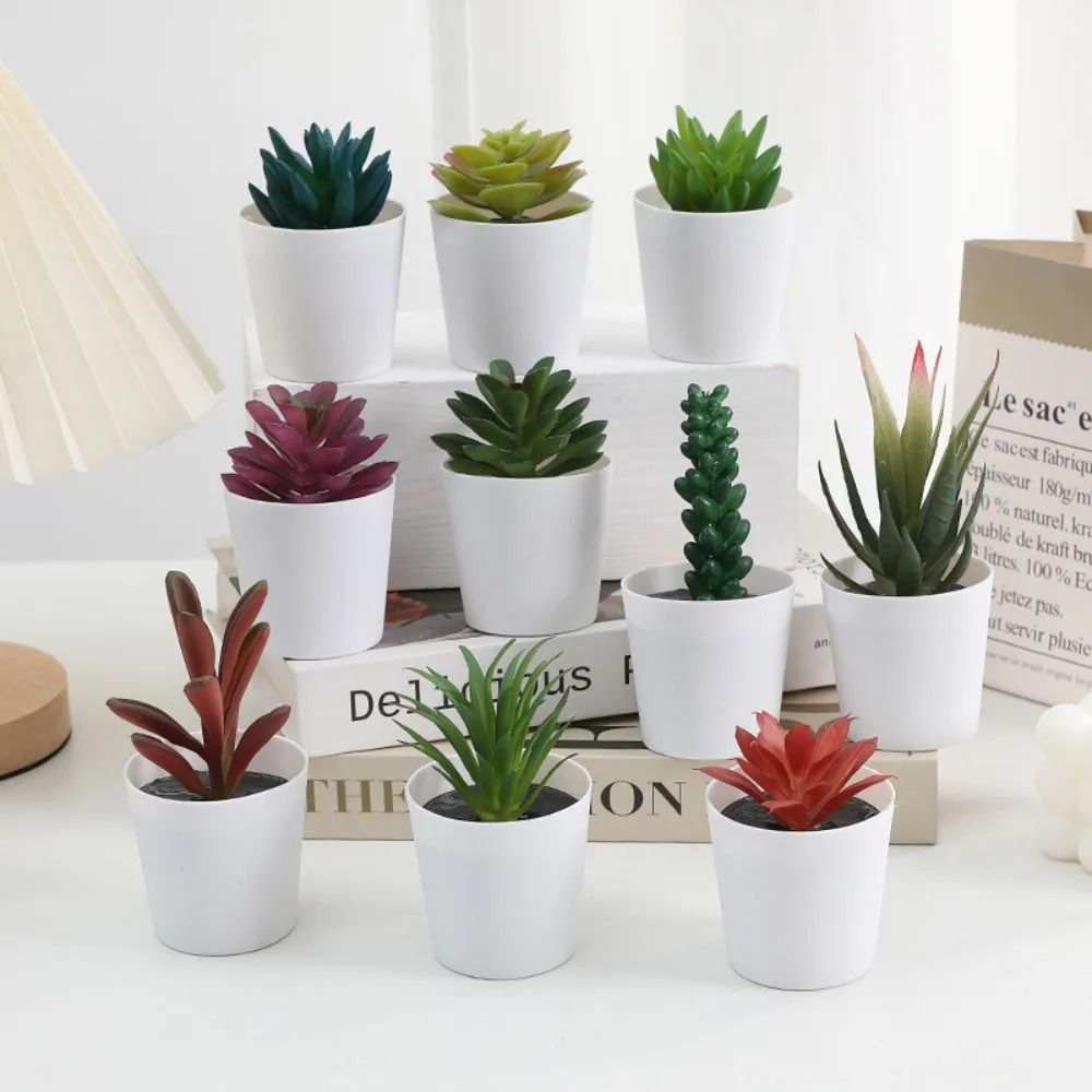 Artificial Succulent Mini Bonsai – High-Performance Simulation Evergreen Cactus & Fake Plastic Decor Plant