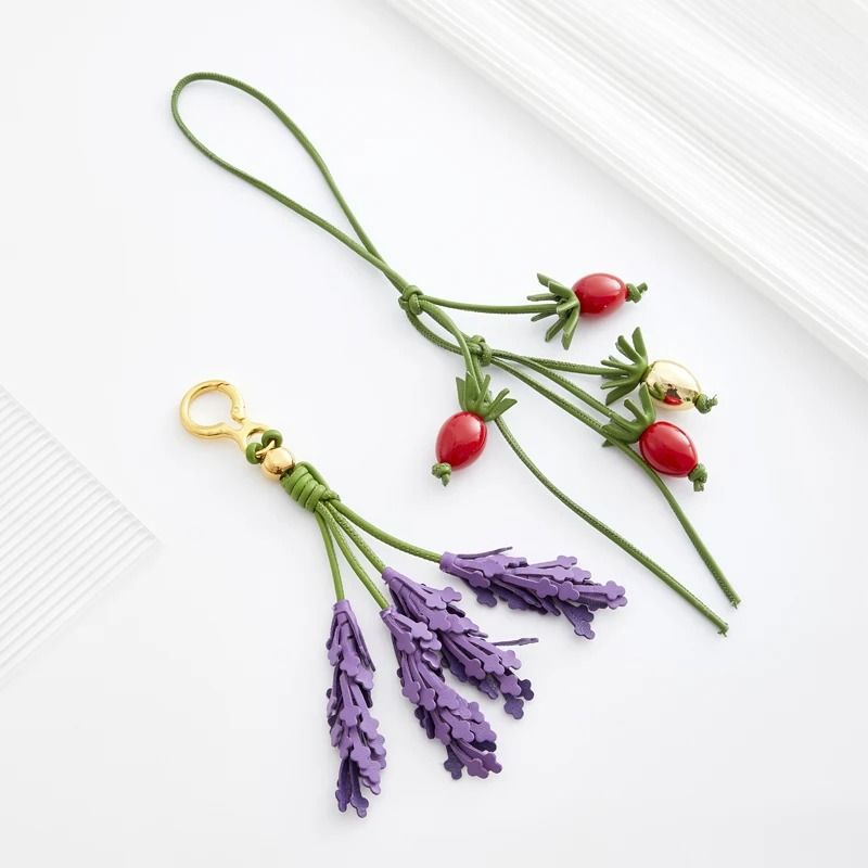 Leather Flower Bag Charm