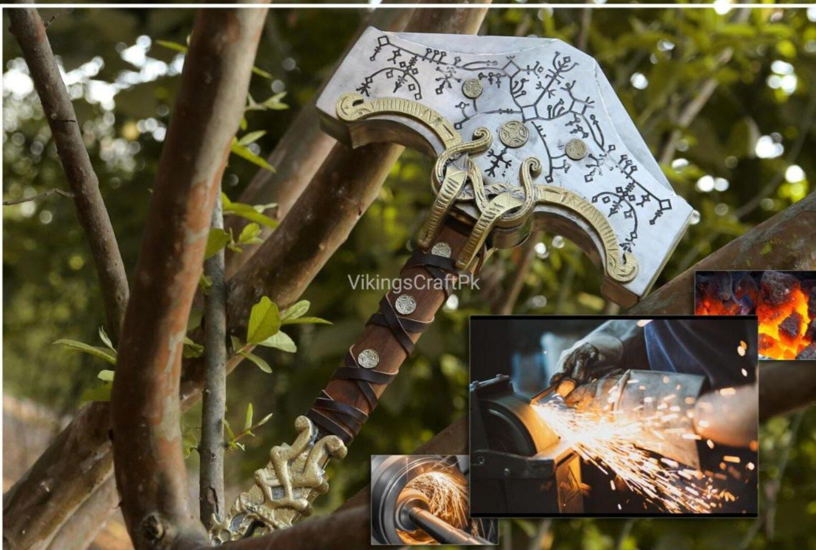God of War Thor Hammer | 16 Inch Mjolnir Replica for Display & Cosplay | War Inspired Display Hammer