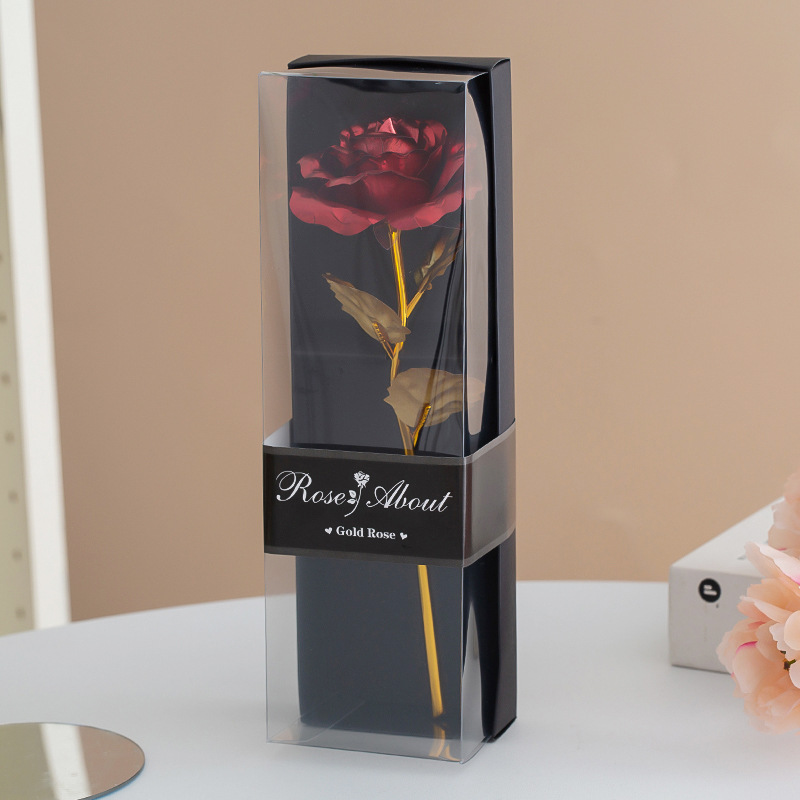 Colorful Gold Foil Plated Rose Artificial Flowers, Valentine's Day Gift, Wedding Party, Home Decoration, Fake Flowers