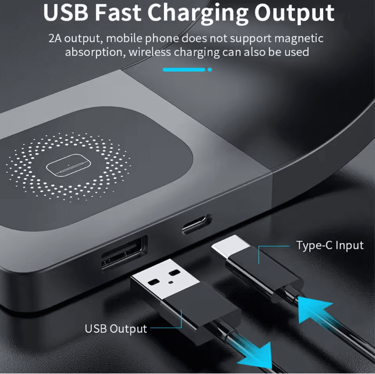 4 in 1 Wireless Charging Station with Magnetic Fast Charging Dock for iPhone Airpods and Apple Watch