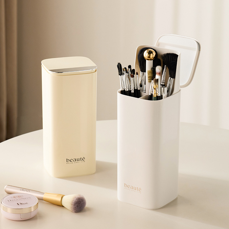 Automatic Lifting Makeup Brush Holder Set, Dustproof Desktop Lipstick Eyebrow Pen Holder Container