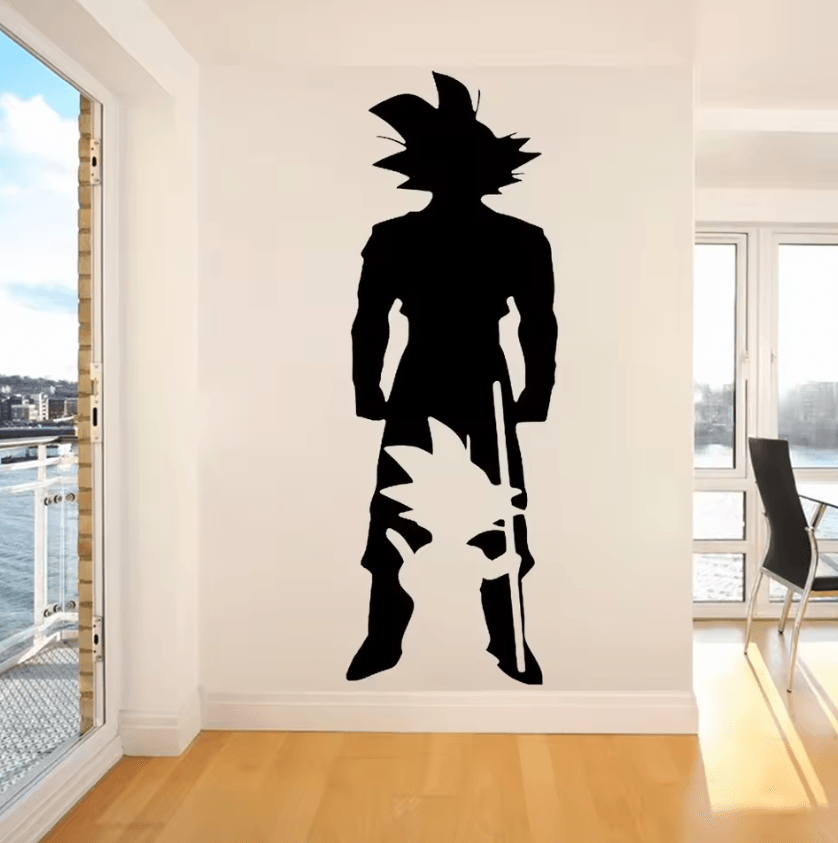 Anime Silhouette Wall Sticker – Manga Vinyl Decal for Boys Bedroom & Gaming Room Decor