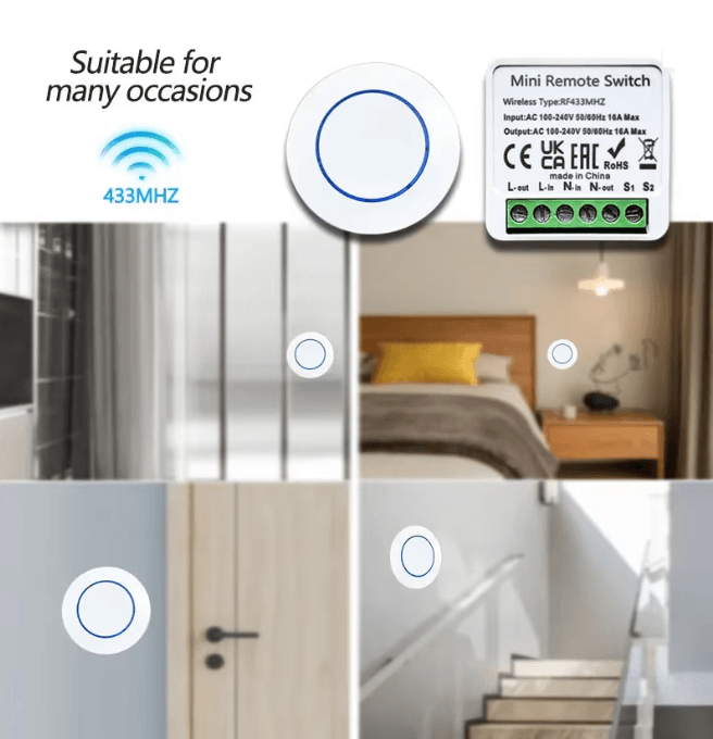 Wireless Remote Light Switch 433MHz Smart Control Module for Home DIY