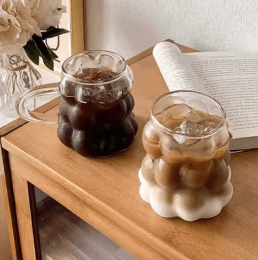 INS Style 3D Rose Glass Cup Heat Resistant Transparent Coffee and Juice Tumbler
