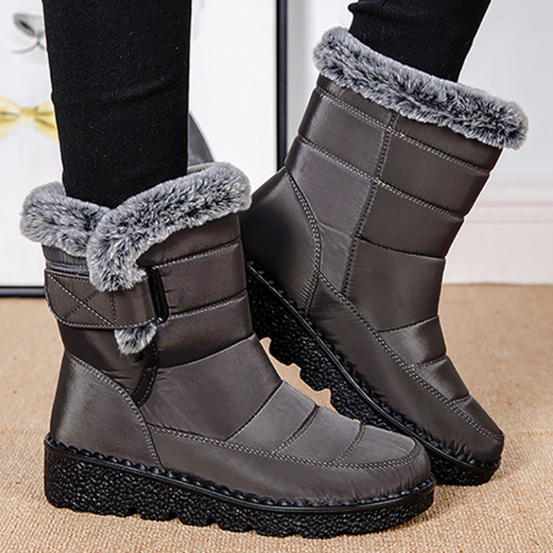 Fashion Womens Boots Snow Casual Platform Ladies Shoes, Mid High Winter Boots for Girls, Trendy Botas for Cold Weather