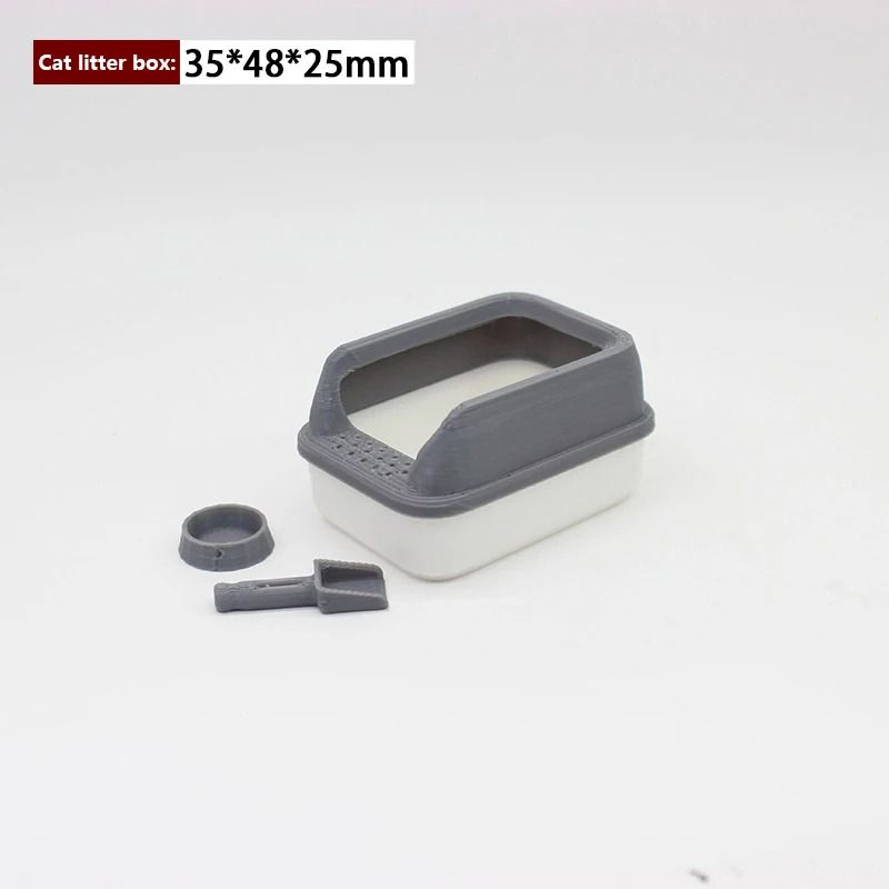 Miniature Cat Litter Box Set Dollhouse Pet Accessories with Shovel Toy