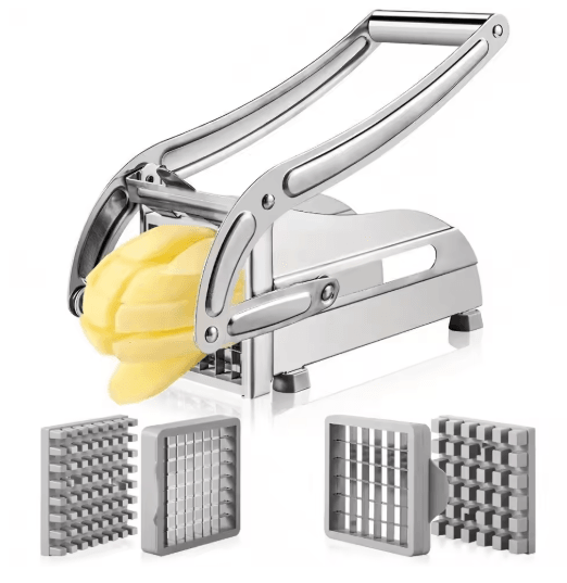 Stainless Steel 4-in-1 Manual Potato Cutter – French Fries Slicer & Dicer