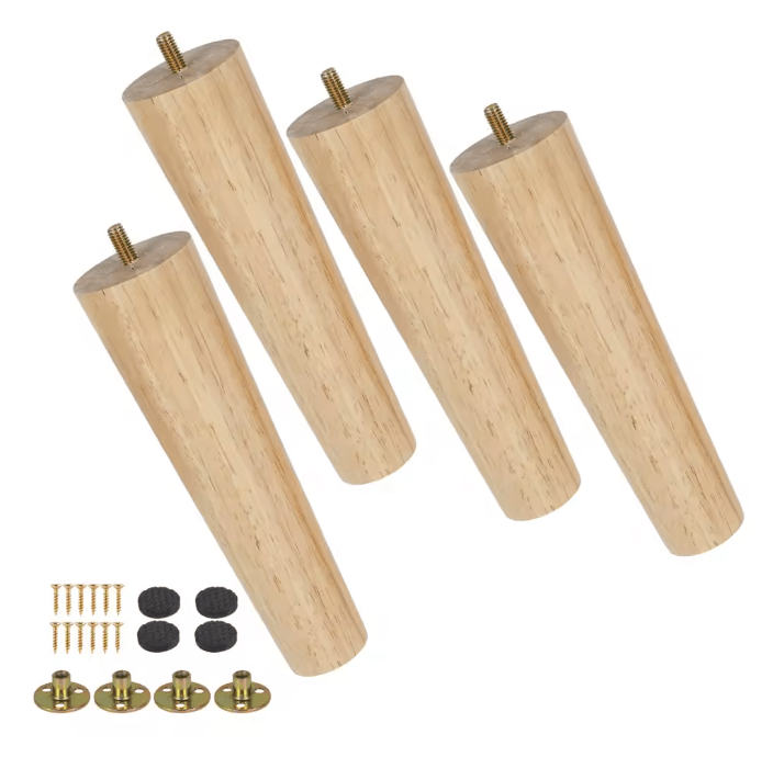 WoodRise Solid Wood Furniture Legs Table and Cabinet Replacement Feet Set