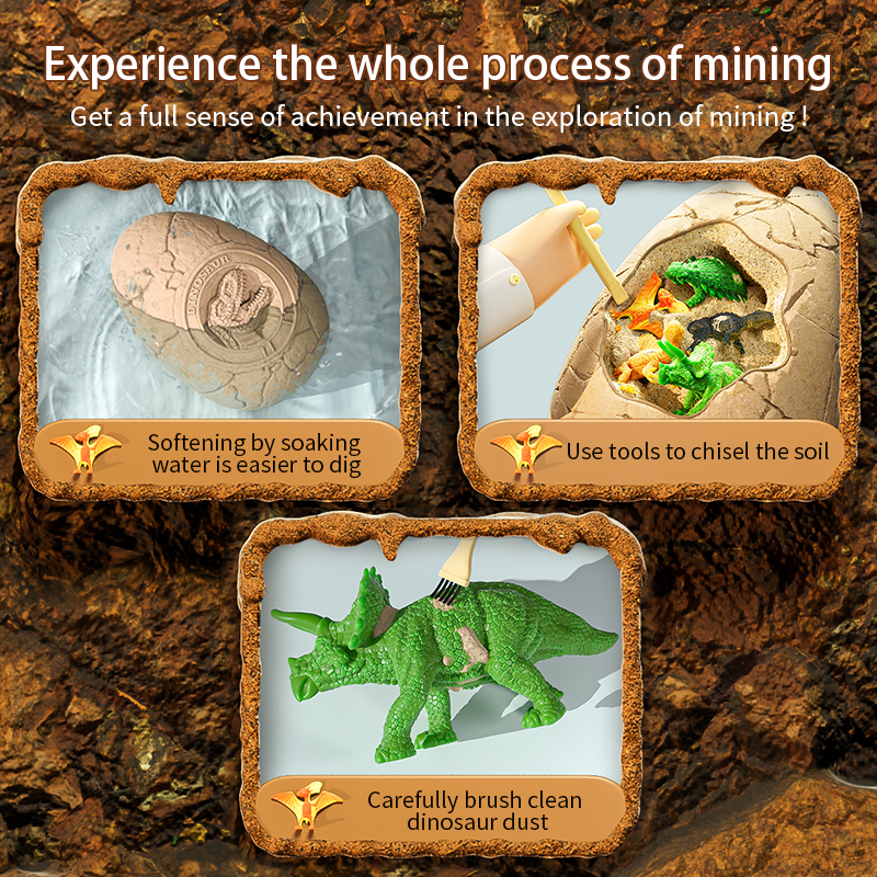DIY Dinosaur Fossil Dig Kit Kids Archaeology Dig Toy with Dinosaur Egg Excavation