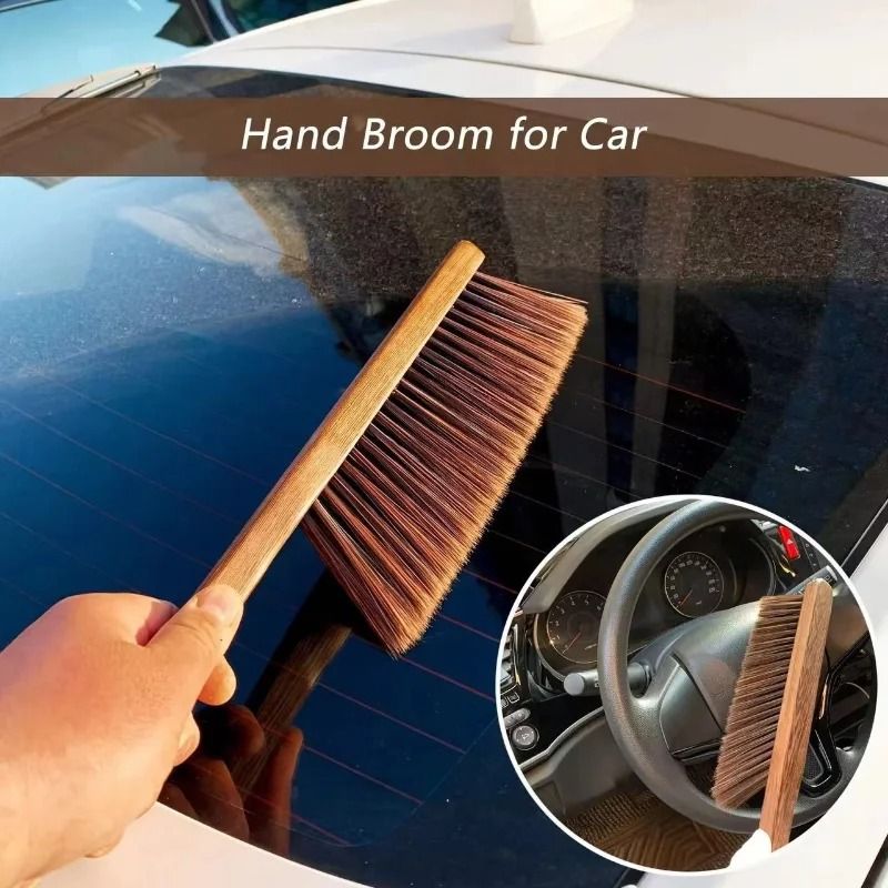Natural Wood Bristles Brush Anti Static Desktop Bar Grinder Coffee Powder Cleaning Brush