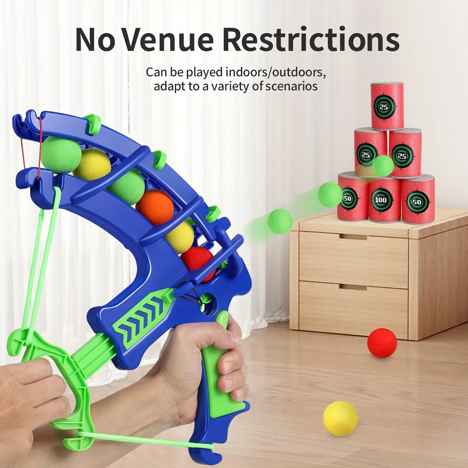 Indoor and Outdoor Children Shooting Toys, Hot Selling Bow and Arrow Ejection EVA Sponge Ball Target Bucket Sticker.