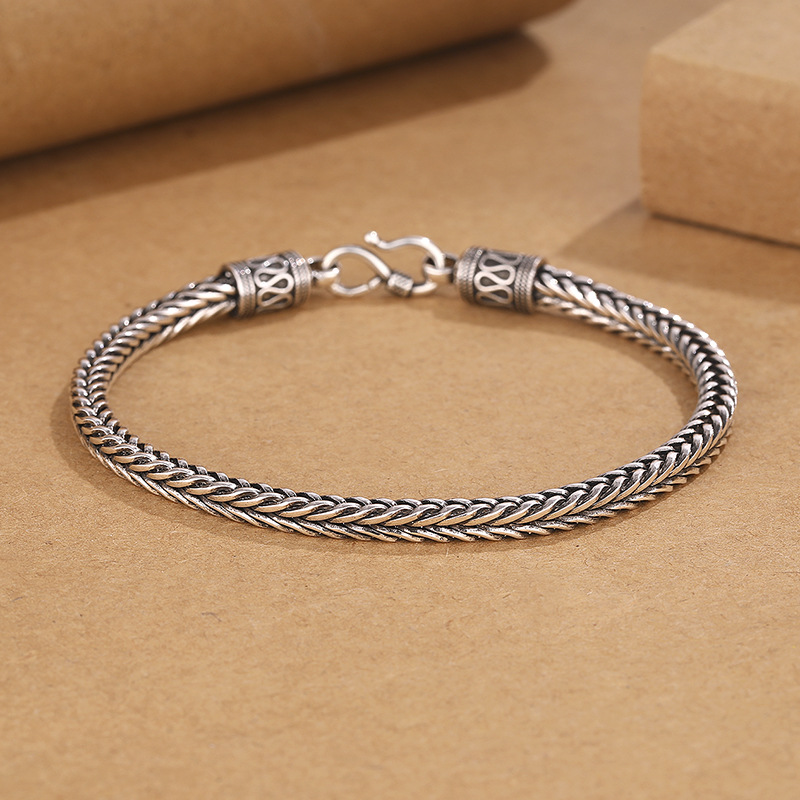 High Quality Vintage Silver Bracelet for Men and Women Elegant Wedding Jewelry Gift
